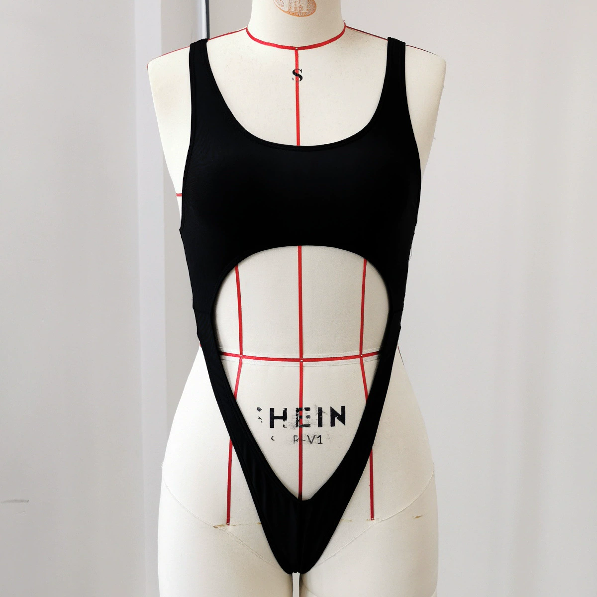 Women’s Monokini One-Piece Swimsuit with Front Cutout and Thong Back
