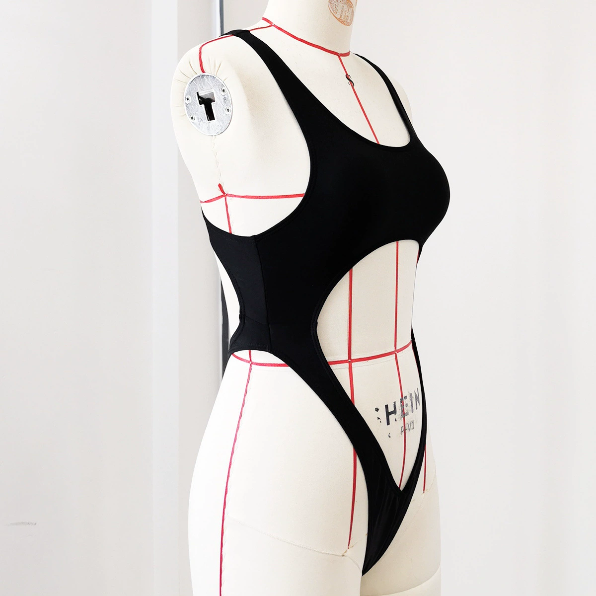 Women's Monokini One-Piece Swimsuit with Front Cutout and Thong Back view 3