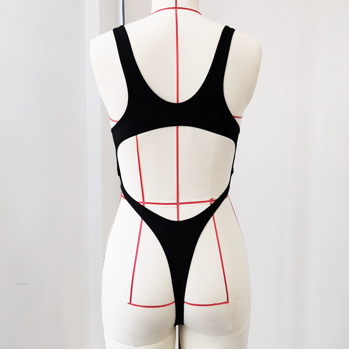 Women's Monokini One-Piece Swimsuit with Front Cutout and Thong Back view 4
