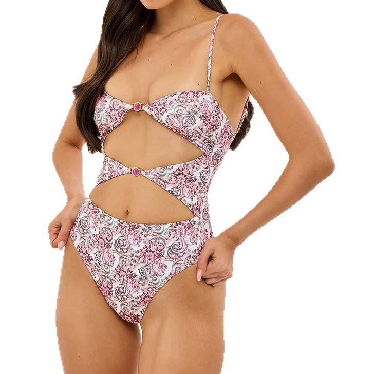 Cutout One-Piece Swimsuit and Wide-Leg Pants Set view 5