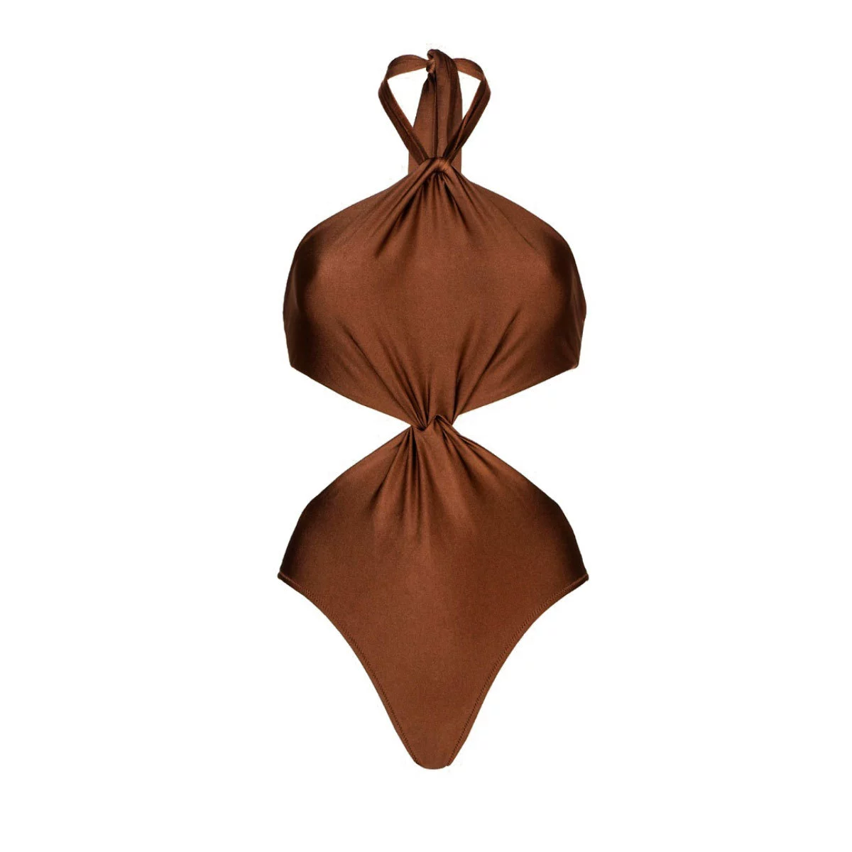 Halter Tie Cutout One-Piece Swimsuit with High-Cut Leg