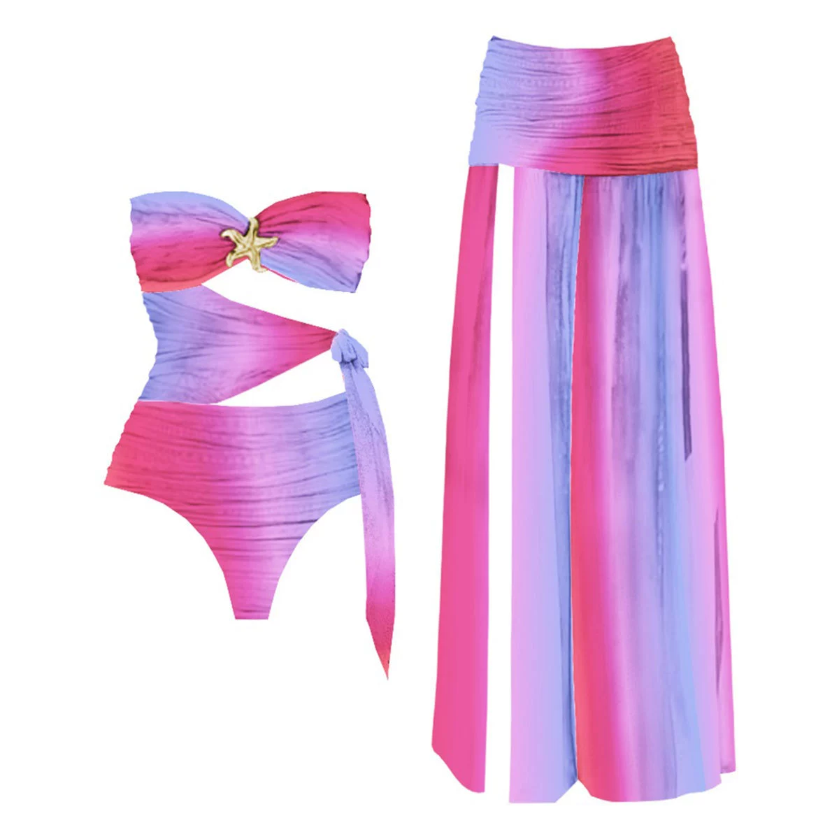 Bandeau Cutout One-Piece Swimsuit with Maxi Skirt view 5