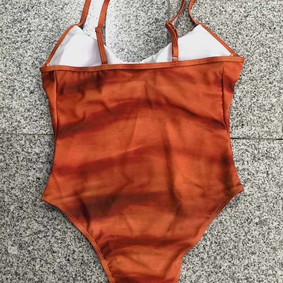 Spaghetti Strap One-Piece Swimsuit and Skirt Set view 3