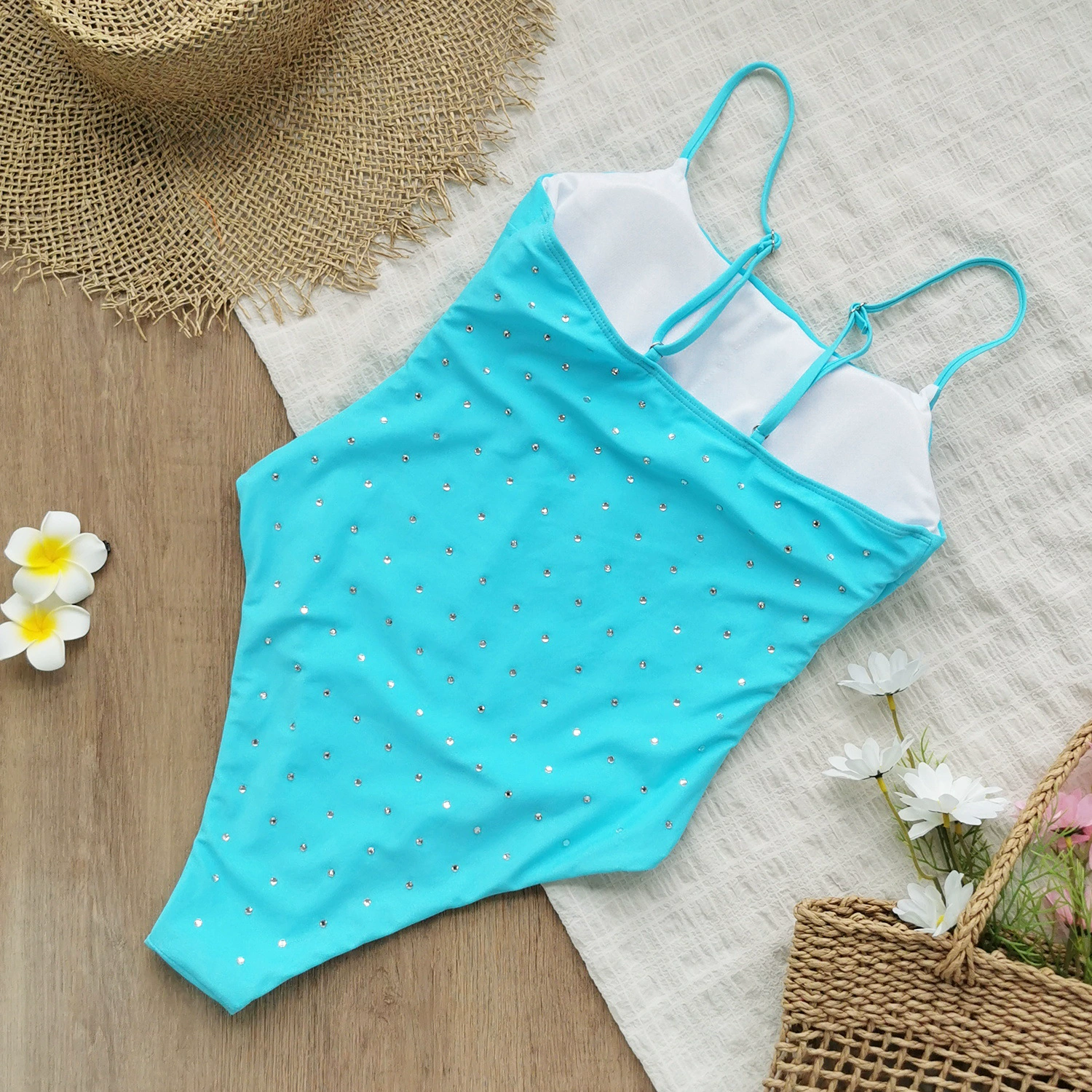 Spaghetti Strap One-Piece Swimsuit with Adjustable Straps and High Cut view 4
