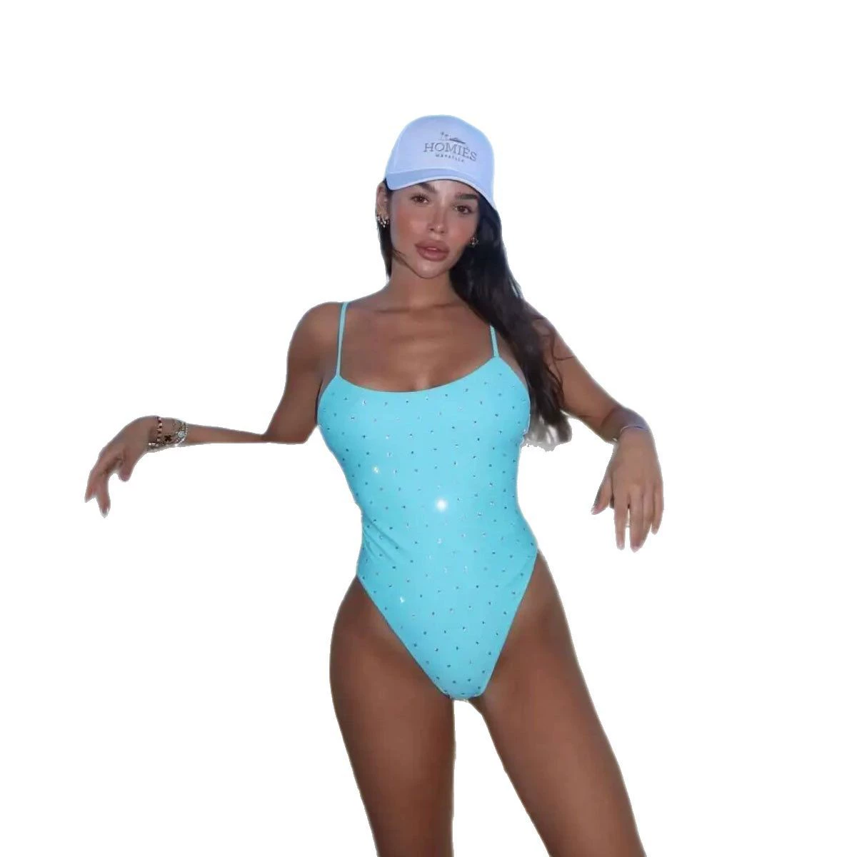 Spaghetti Strap One-Piece Swimsuit with Adjustable Straps and High Cut view 5