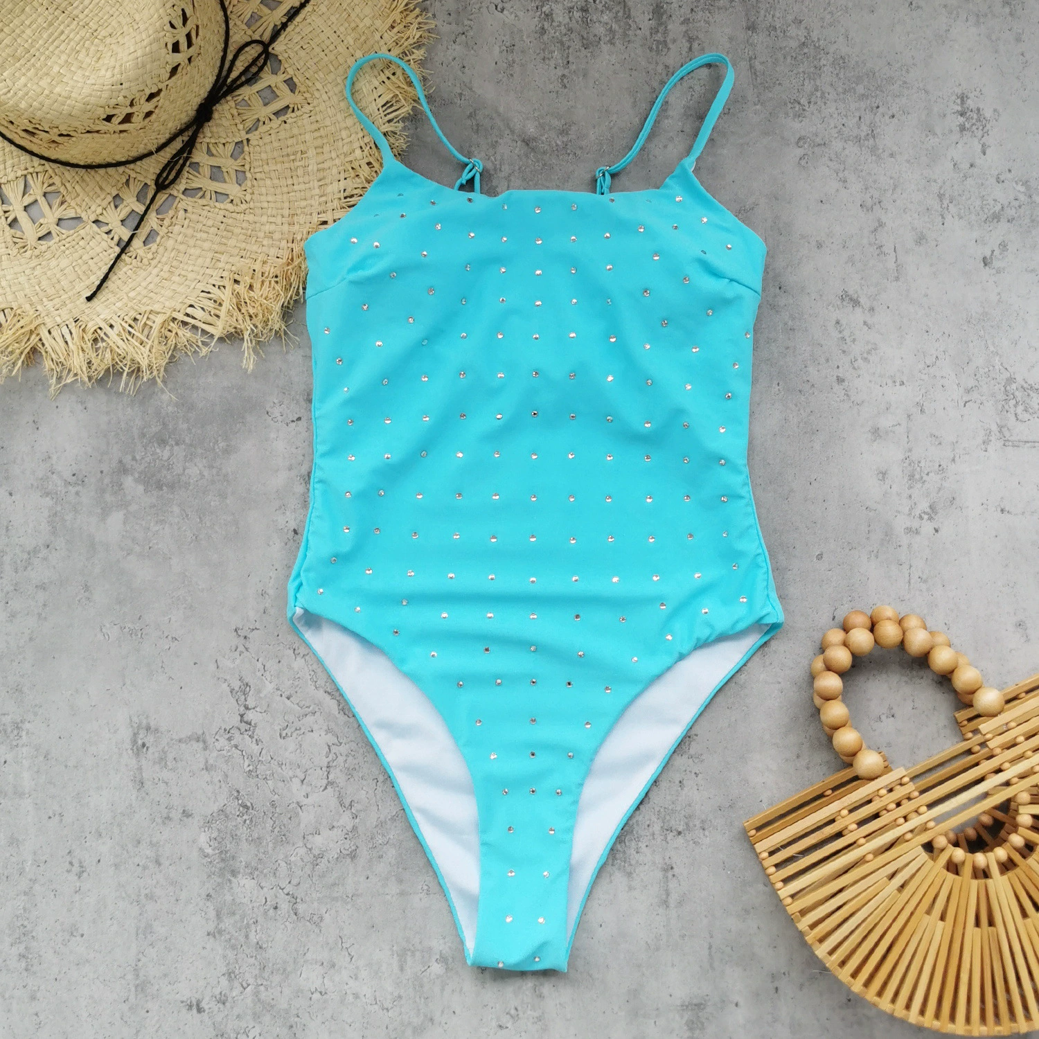 Spaghetti Strap One-Piece Swimsuit with Adjustable Straps and High Cut view 6