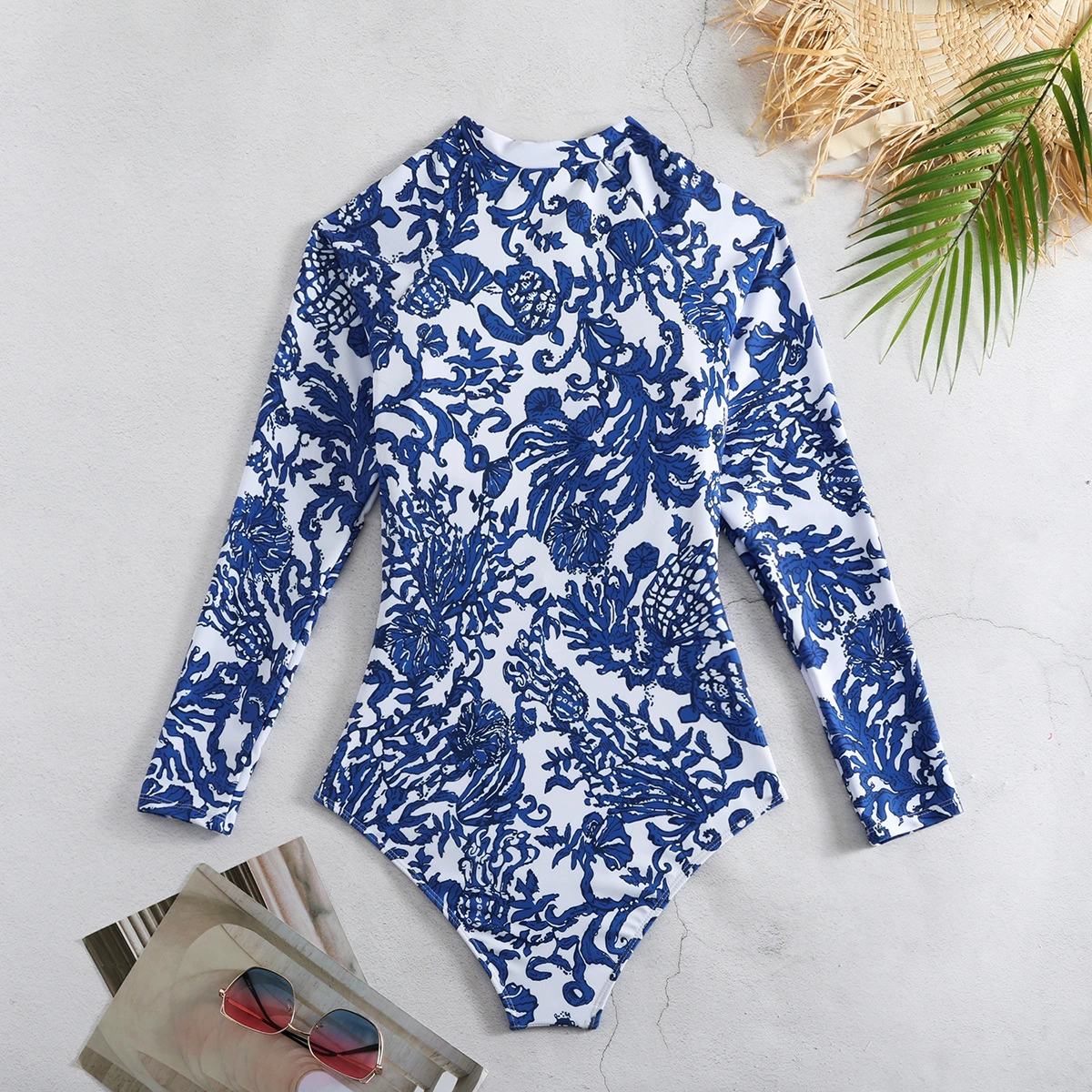 Long Sleeve Front Zip One-Piece Swimsuit view 4
