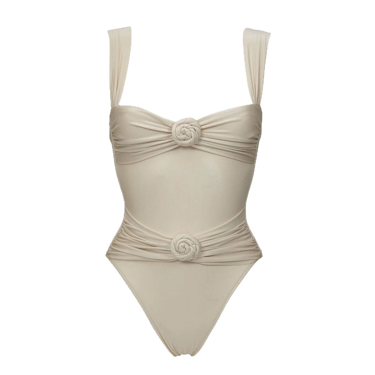 Rosette-Trimmed One-Piece Swimsuit with Lace-Up Back view 5