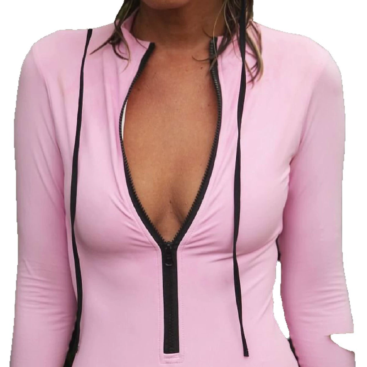 Long Sleeve One-Piece Rash Guard Swimsuit with Front Zipper view 5