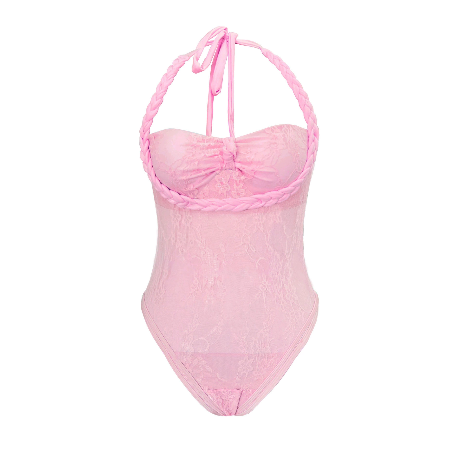 Halter One-Piece Swimsuit with Mini Skirt Set view 4