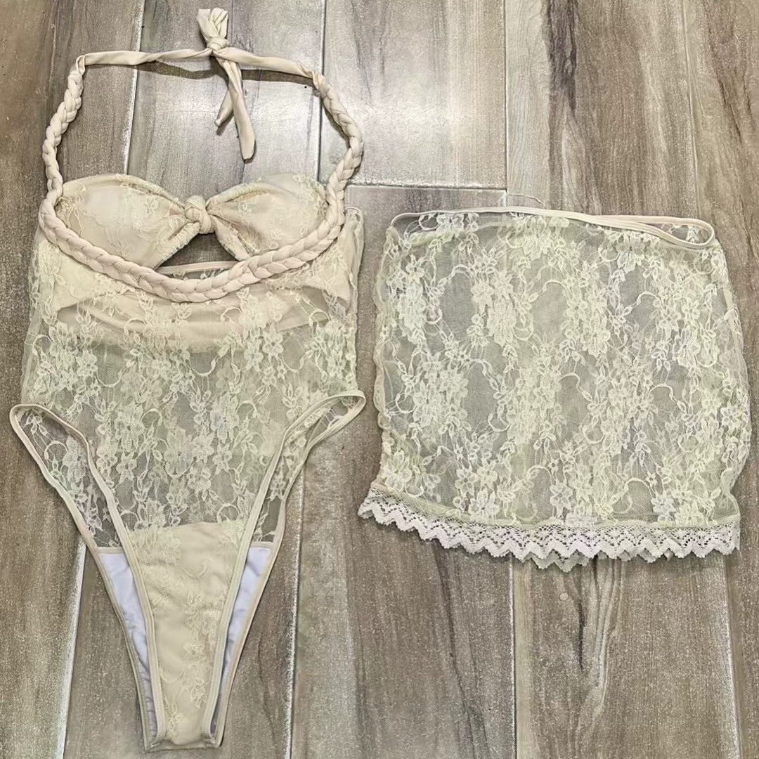 Halter One-Piece Swimsuit with Mini Skirt Set view 6
