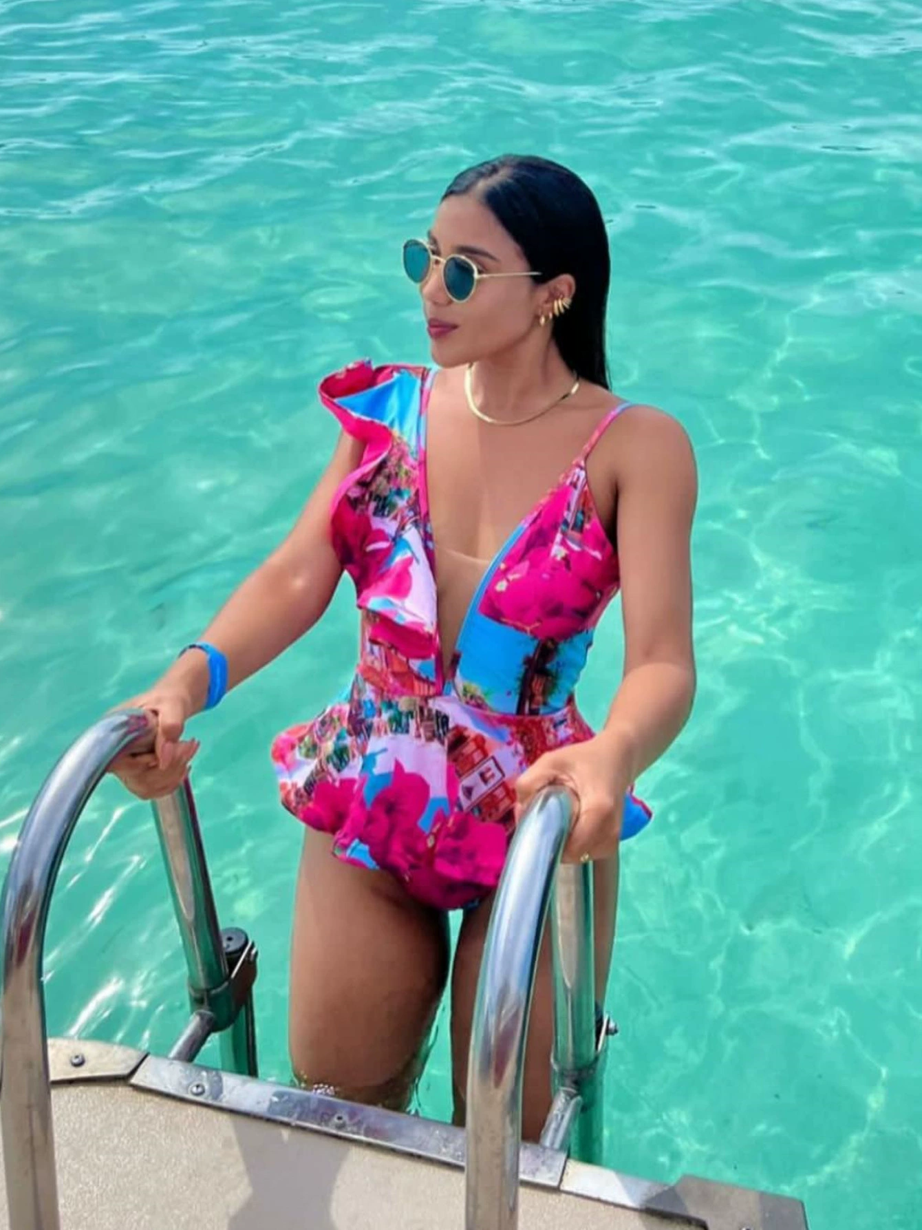 Asymmetric Ruffle Peplum One-Piece Swimsuit view 3