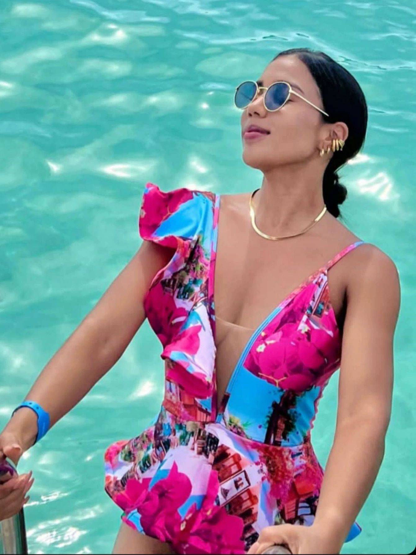 Asymmetric Ruffle Peplum One-Piece Swimsuit view 4