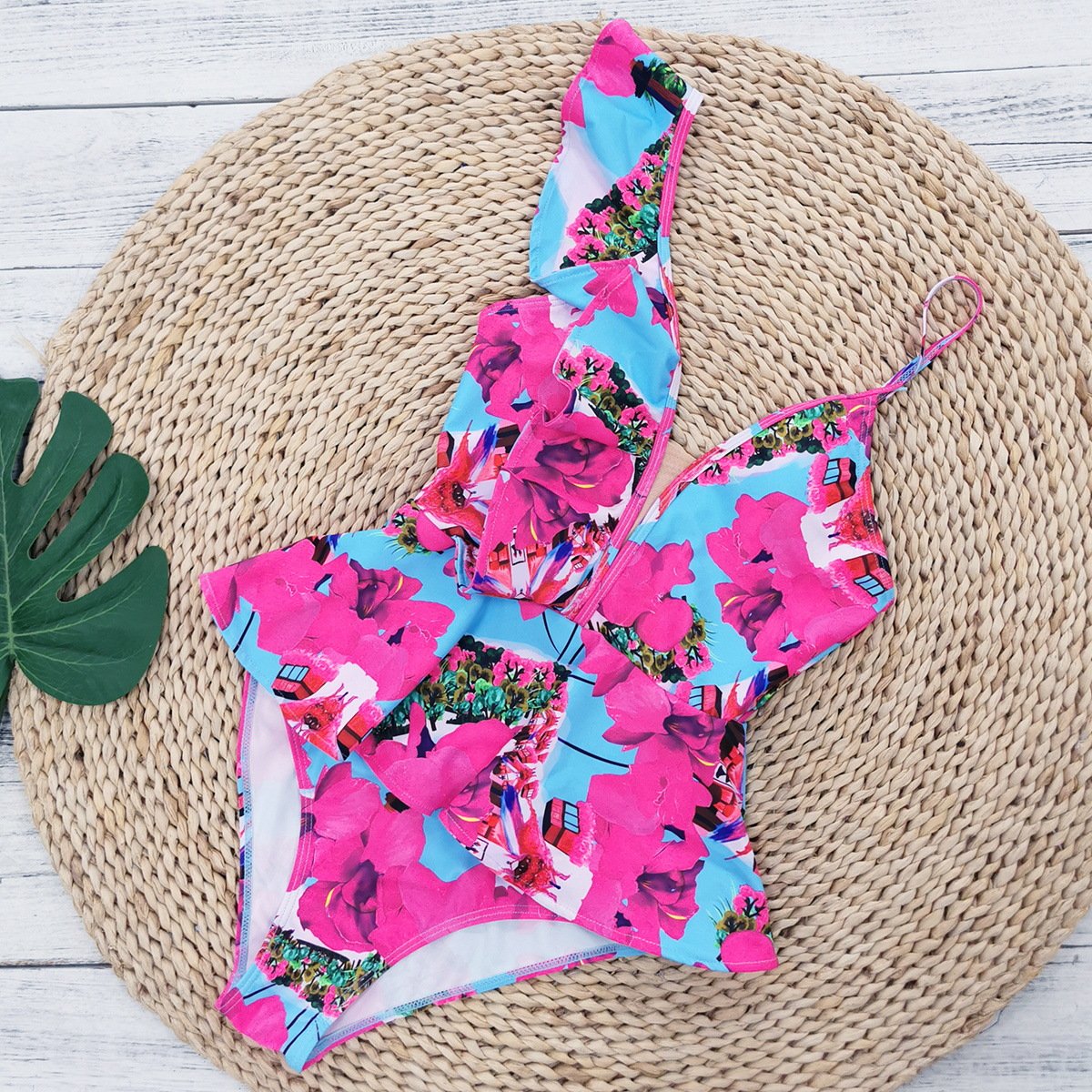 Blue background with pink flowers [no subsequent restocking]