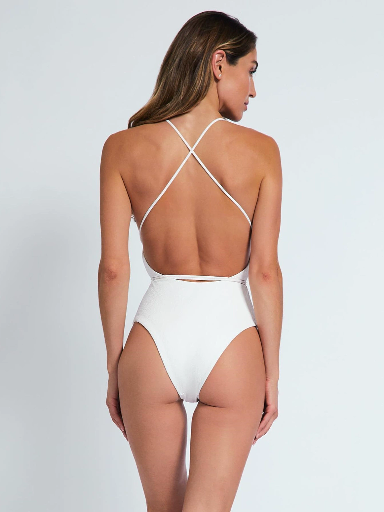 Deep V-Neck Cross-Back Strappy One-Piece Swimsuit view 3