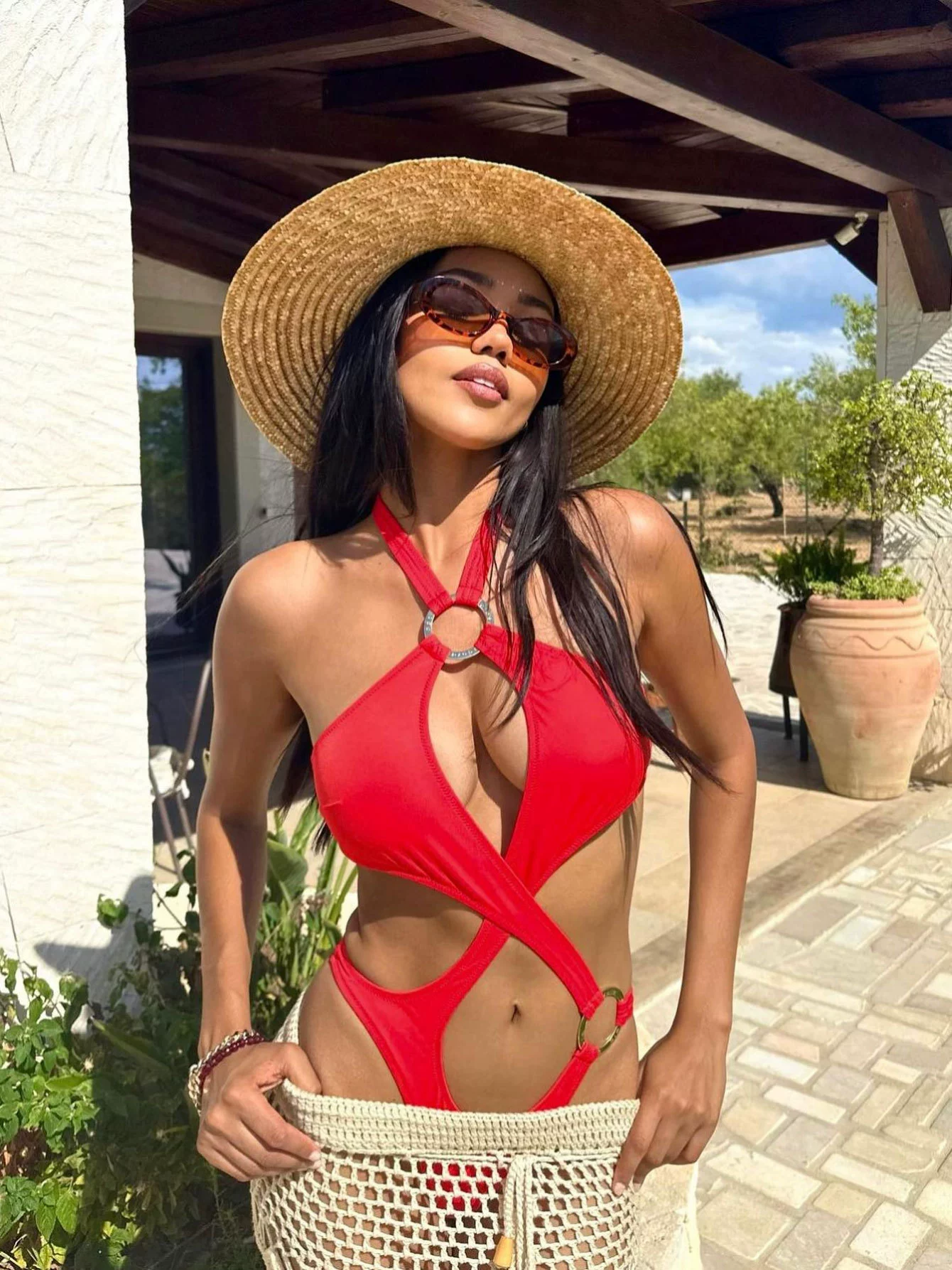 Cutout Halter One-Piece Swimsuit with Ring Detail