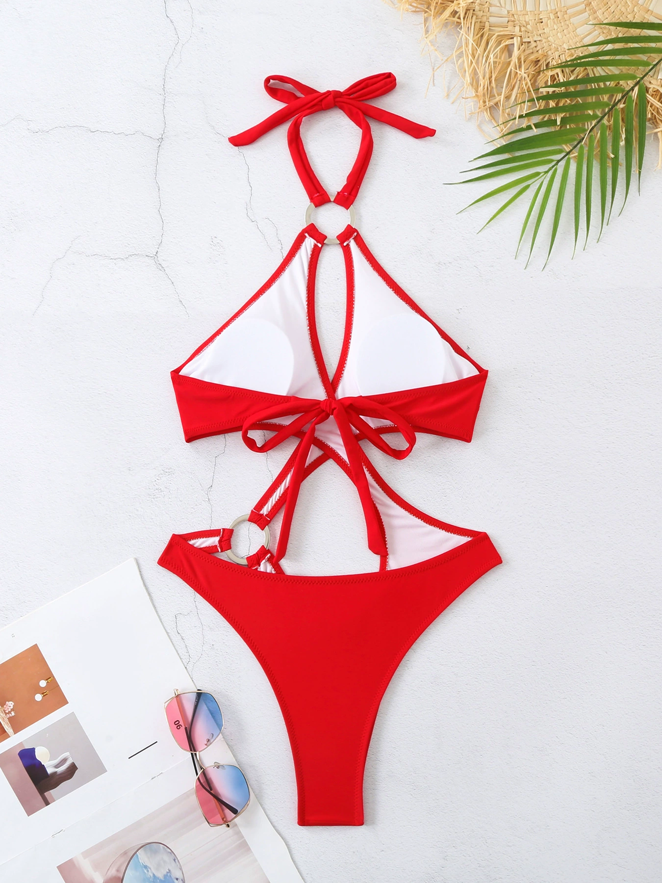 Cutout Halter One-Piece Swimsuit with Ring Detail view 5