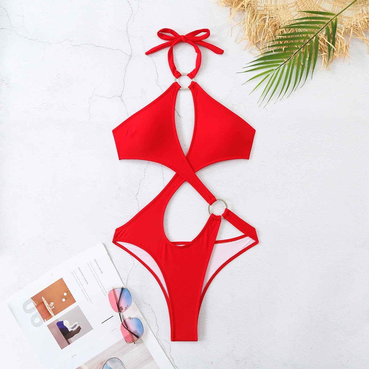 Cutout Halter One-Piece Swimsuit with Ring Detail view 6