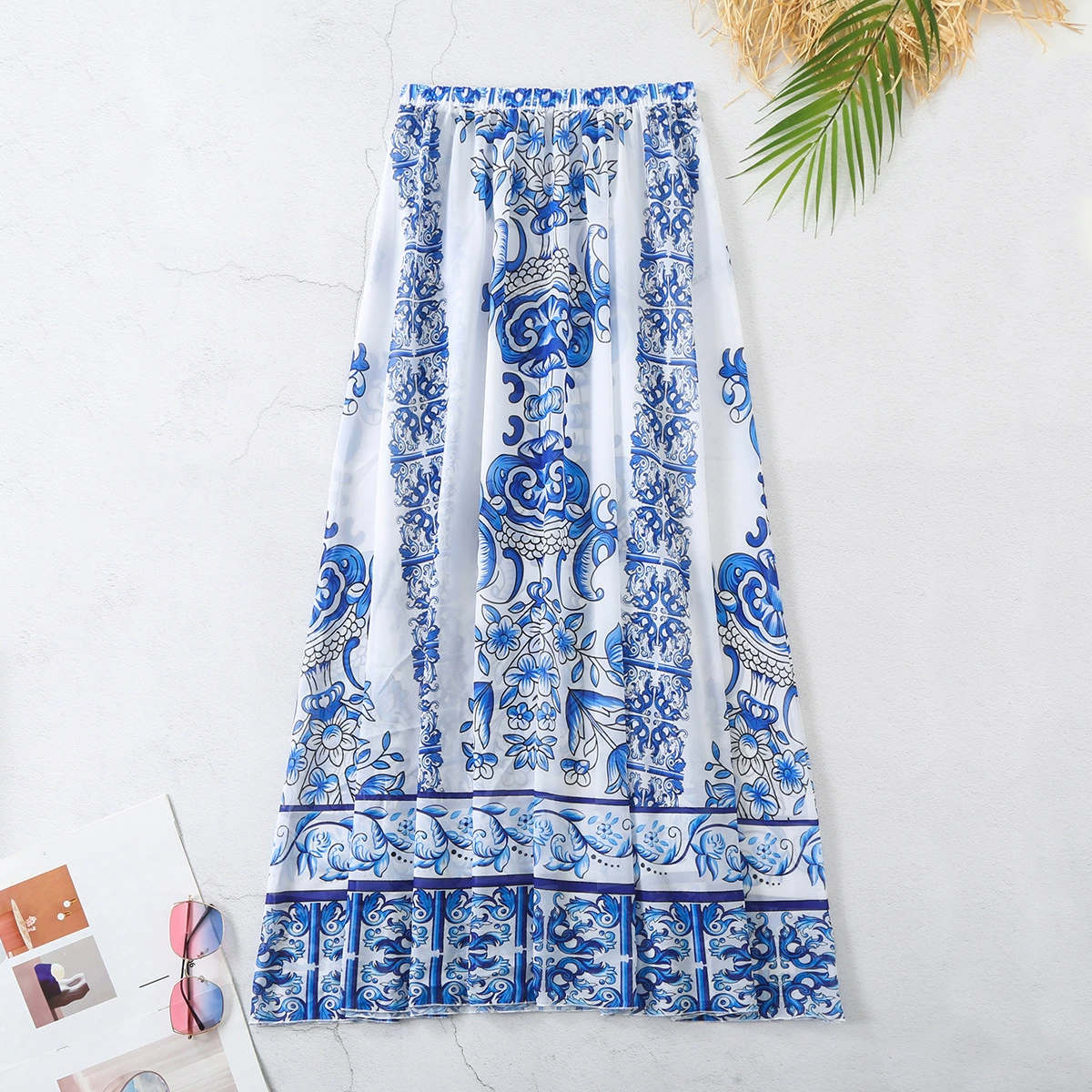 Ruffled Sleeve One-Piece Swimsuit and Skirt Set view 7