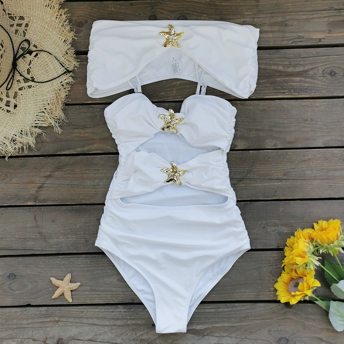 One-Piece Swimsuit with Cutout and Star Embellishments view 4