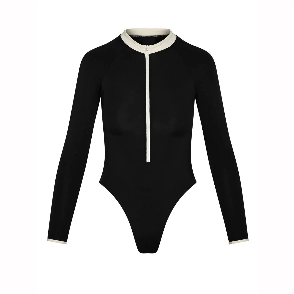 Long Sleeve Zip Front One Piece Swimsuit