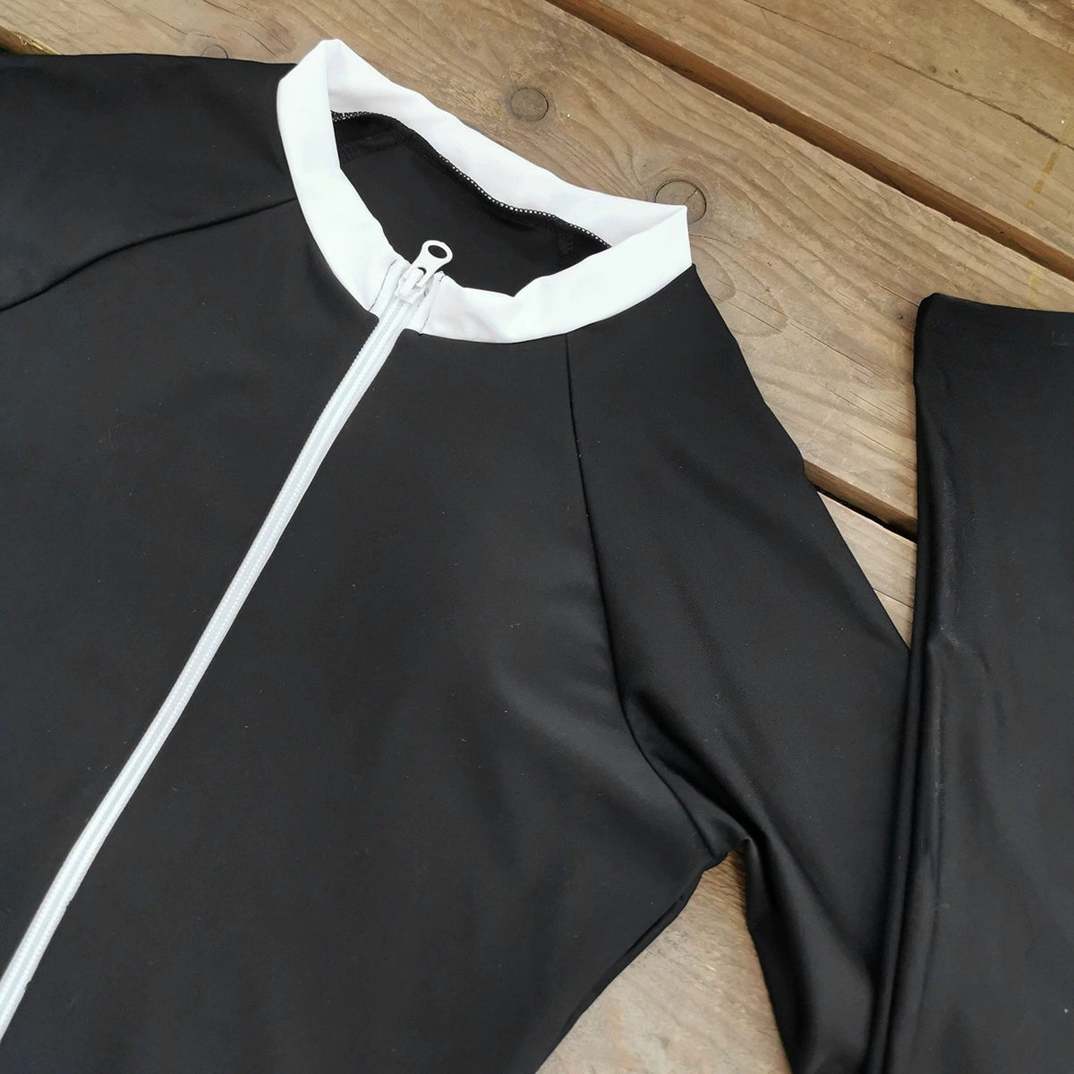 Long Sleeve Zip Front One Piece Swimsuit view 3