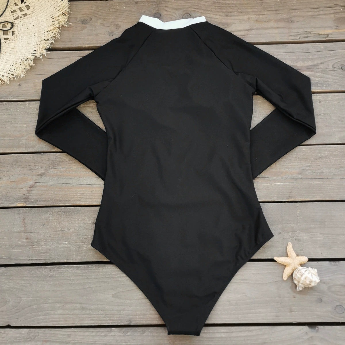Long Sleeve Zip Front One Piece Swimsuit view 4