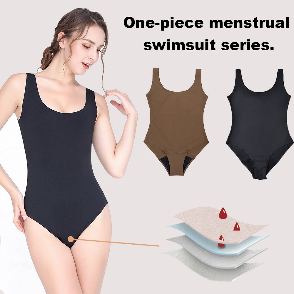 Women’s Leakproof Period One Piece Swimsuit with Four-Layer Absorbent Lining
