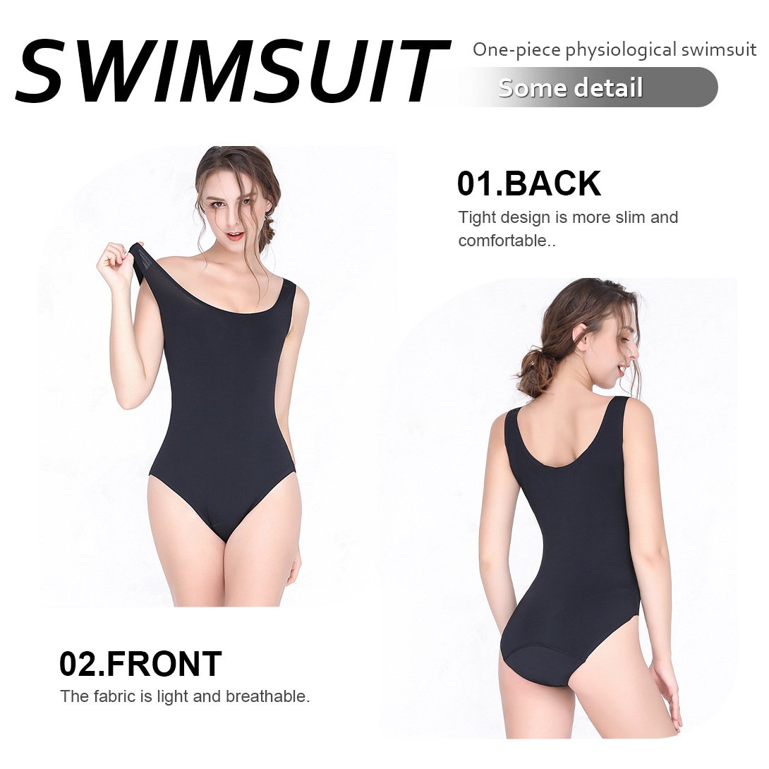 Women’s Leakproof Period One Piece Swimsuit with Four-Layer Absorbent Lining