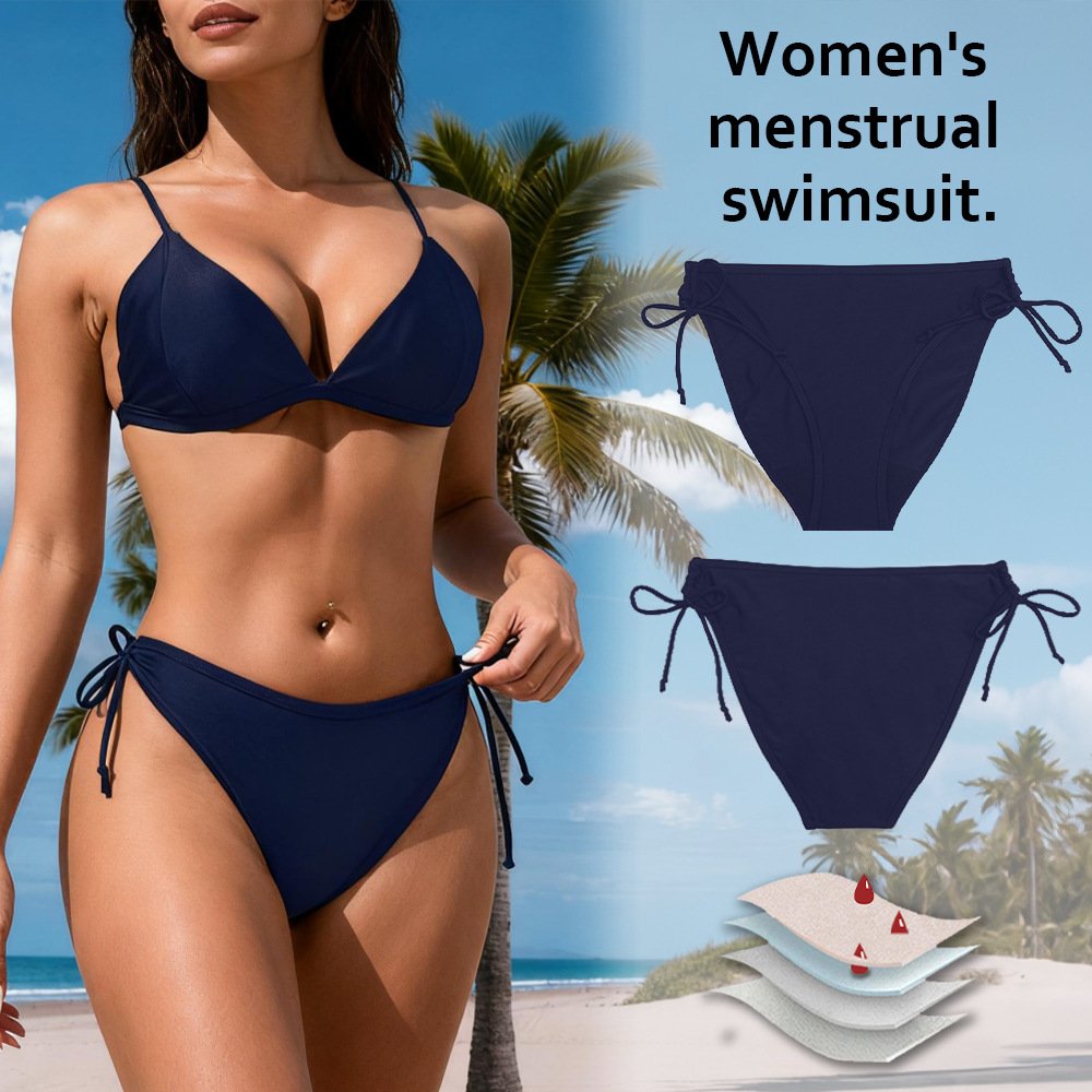 Women’s Adjustable Side-Tie Leakproof Period Swim Bottom