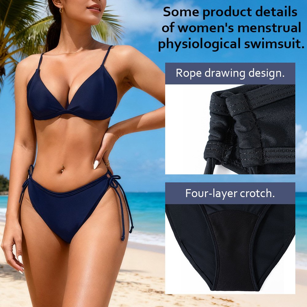 Women’s Adjustable Side-Tie Leakproof Period Swim Bottom