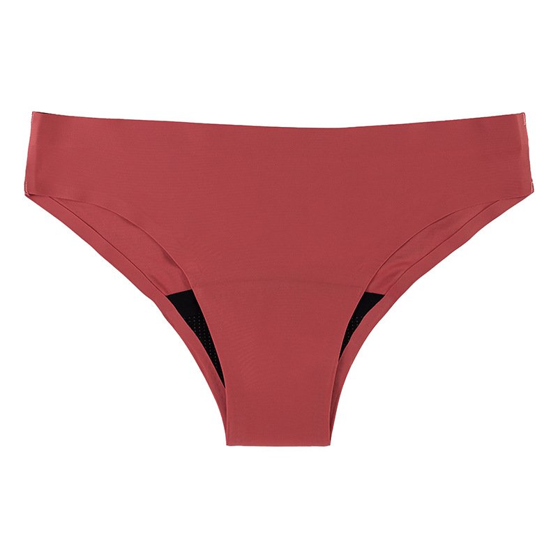 Dusty rose mid-rise bikini bottoms with a wide elastic waistband and black mesh side panels.