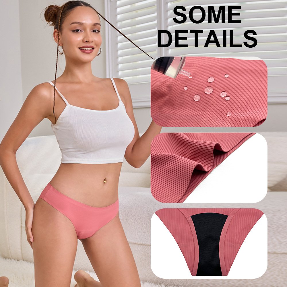 Pink ribbed high-waist bikini bottom with black inner lining and water-resistant fabric details.