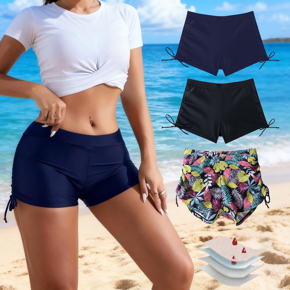 Women’s Adjustable Side-Tie Leakproof Period Swim Shorts