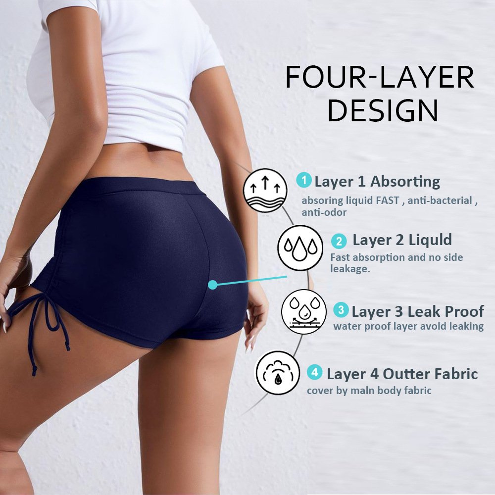 Women’s Adjustable Side-Tie Leakproof Period Swim Shorts