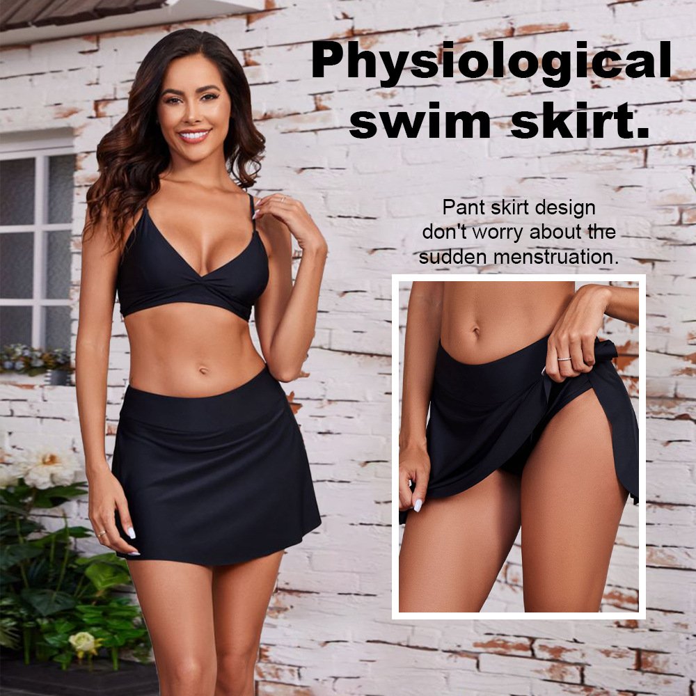 Women’s A-Line Leakproof Period Swim Skirt with Built-In Briefs