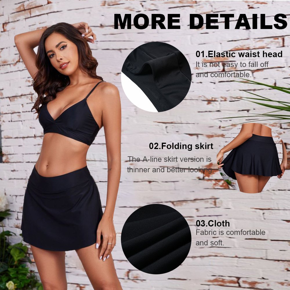 Women’s A-Line Leakproof Period Swim Skirt with Built-In Briefs