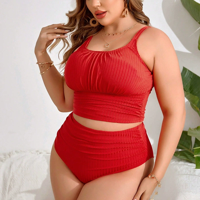 Plus Size High Waist Two Piece Tankini Swimsuit Set view 3