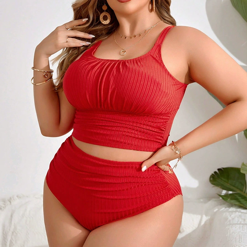 Plus Size High Waist Two Piece Tankini Swimsuit Set view 4