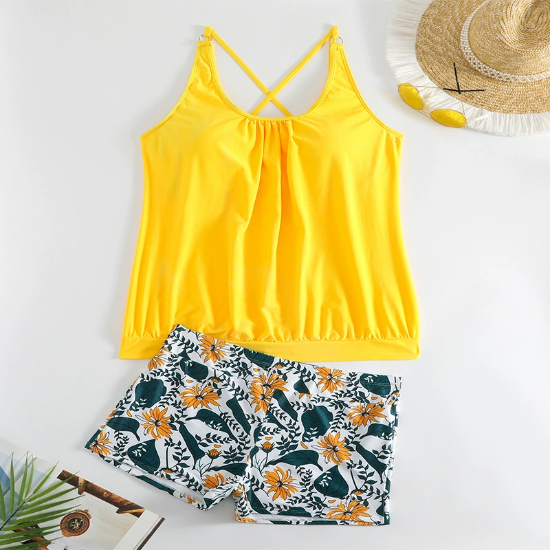Women's Two-Piece Tankini Set with Peplum Top and Boyshort Bottoms view 3