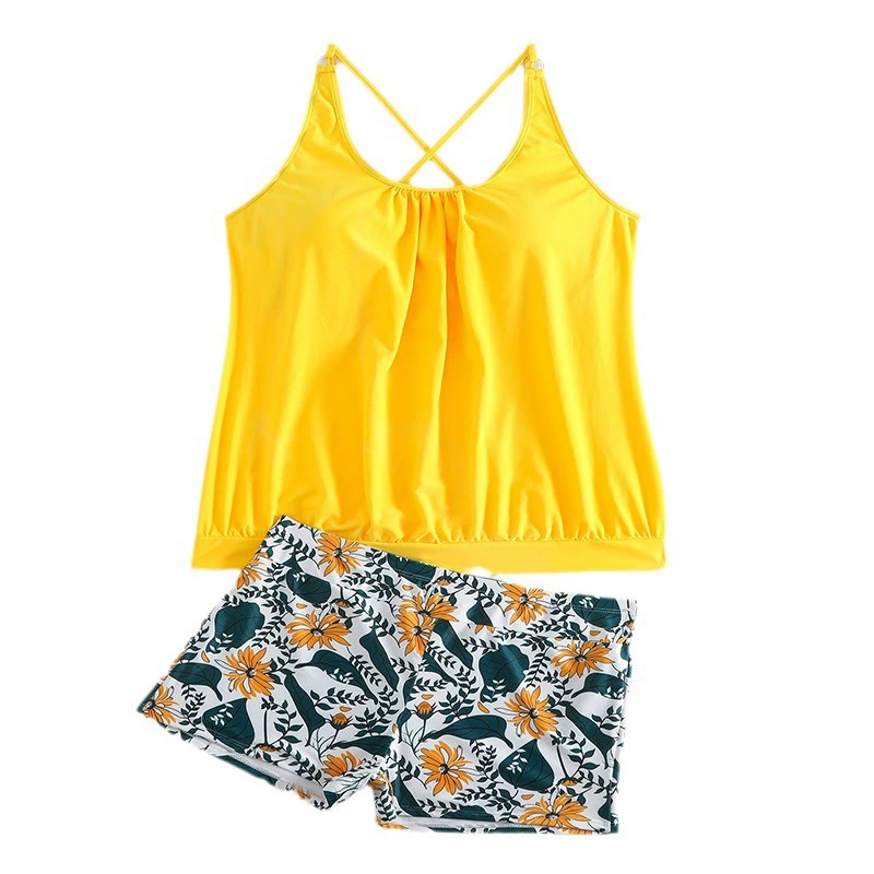 Women's Two-Piece Tankini Set with Peplum Top and Boyshort Bottoms view 5