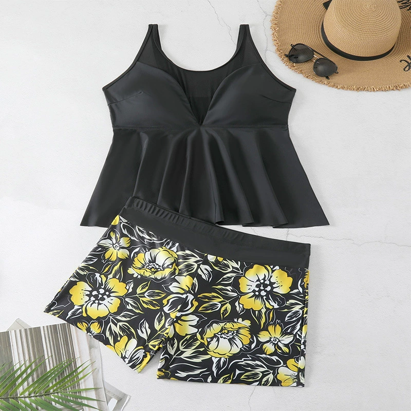 Women's Two-Piece Tankini Set with Peplum Top and Boyshort Bottoms view 7