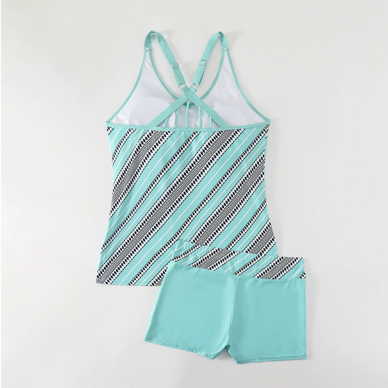 Women's Cross Back Tankini Top and Boyshort Swimwear Set view 4