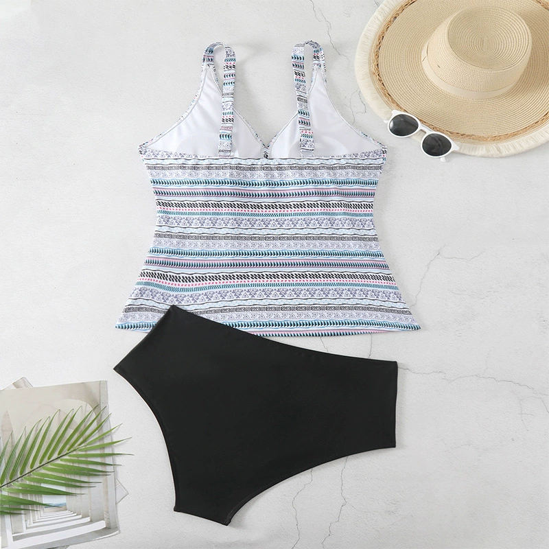 Women’s Skirted Tankini Swimsuit Set with High Waist Briefs