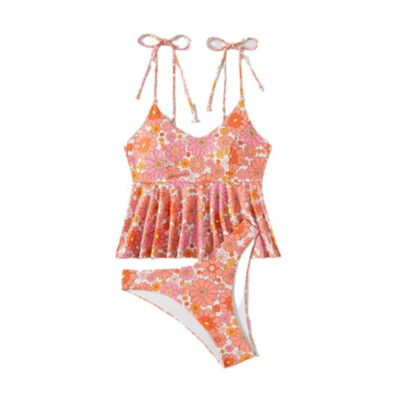 Women's Tie Strap Peplum Two-Piece Tankini Swimsuit Set view 5
