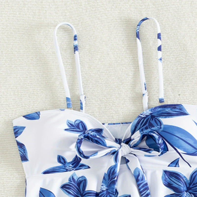 Women's Tie-Front Spaghetti Strap Tankini Swimwear Set view 4