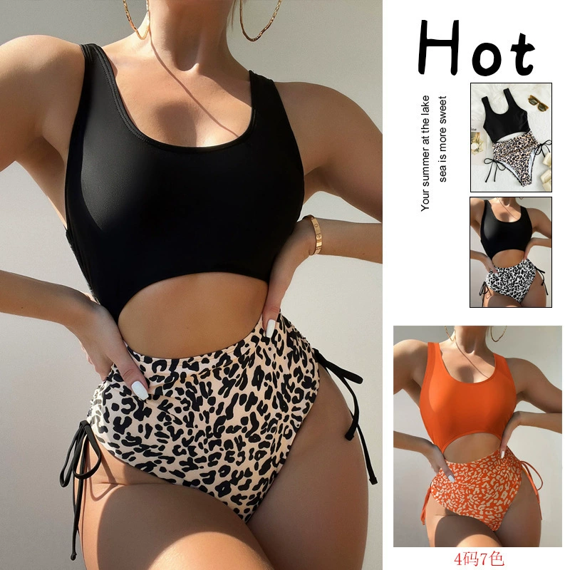 Women’s Scoop Neck Tankini Set with Tie Side High Waist Bottoms