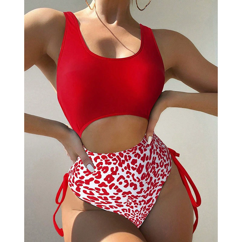 Women's Scoop Neck Tankini Set with Tie Side High Waist Bottoms view 3