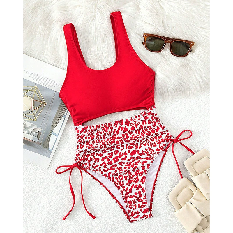 Women's Scoop Neck Tankini Set with Tie Side High Waist Bottoms view 4