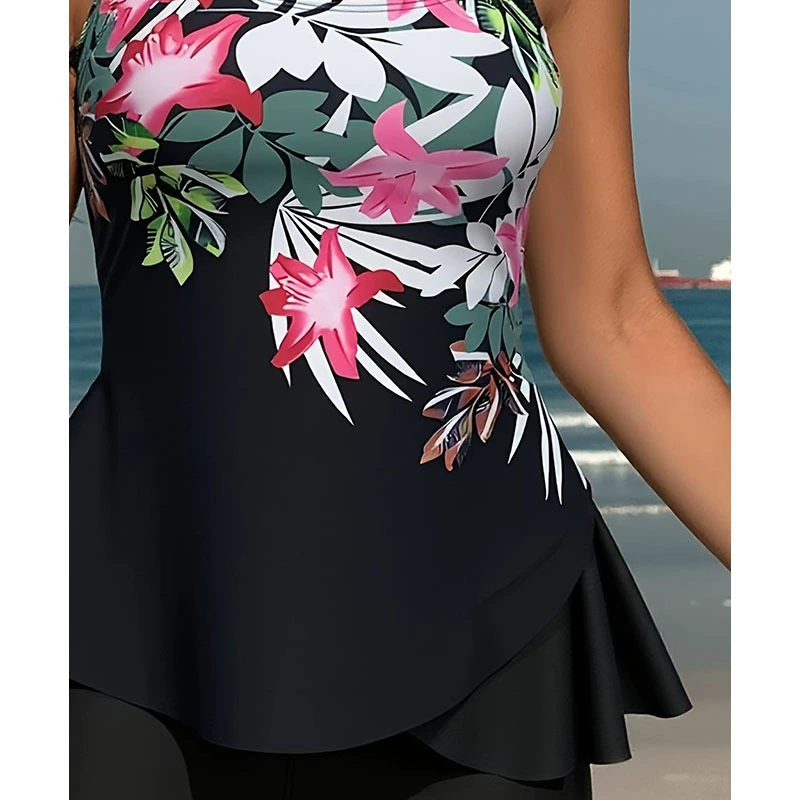 Women's Peplum Tankini Swimsuit Set with Boyshort Bottoms view 3